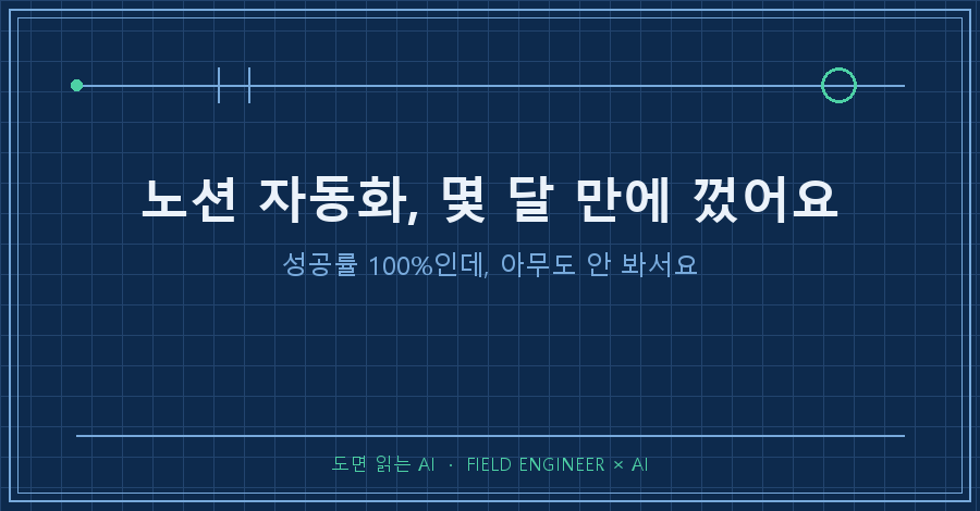 타이틀카드 — "노션 자동화, 몇 달 만에 껐어요 / 성공률 100%인데 아무도 안 봐서요"