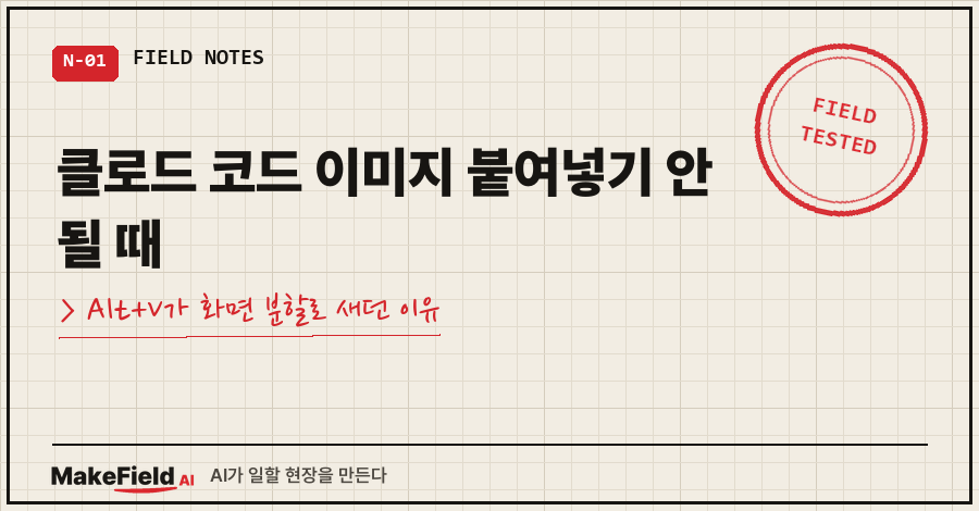 타이틀카드 — "클로드 코드 이미지 붙여넣기 안 될 때 / Alt+V가 화면 분할로 새던 이유"