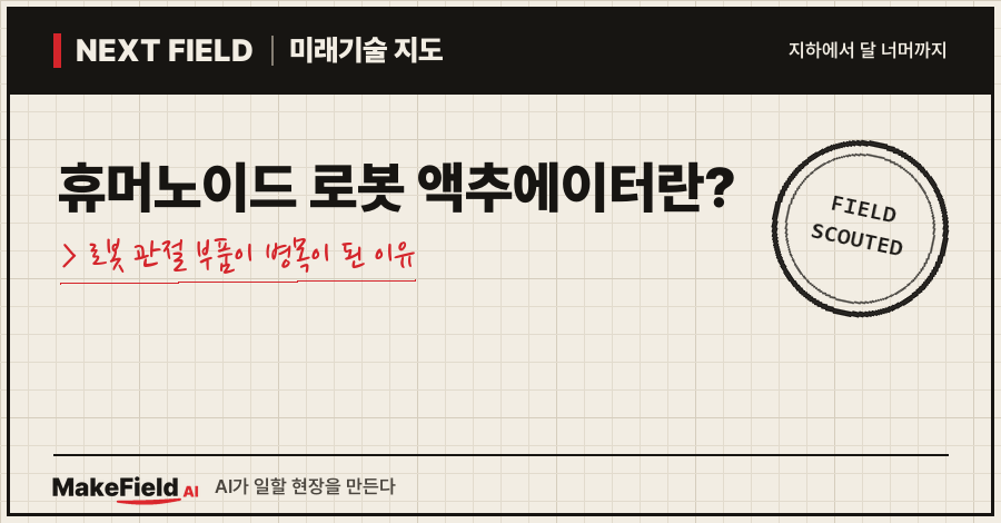 타이틀카드 — "휴머노이드 로봇 액추에이터란? / 로봇 관절 부품이 병목이 된 이유"
